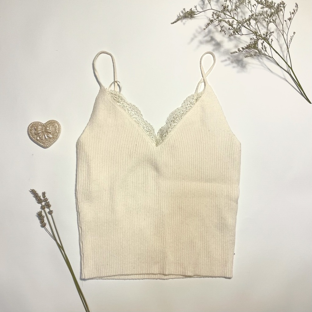 LOTTIE MOSS RIBBED KNIT CAMI CROP TOP